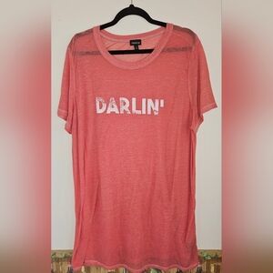 Torrid Darlin' Pink Burnout Crew Tee Size 2